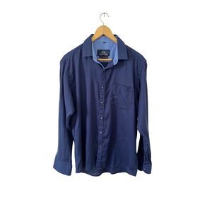 San Lauren Sport Navy Long Sleeve 100% Cotton Dress Shirt